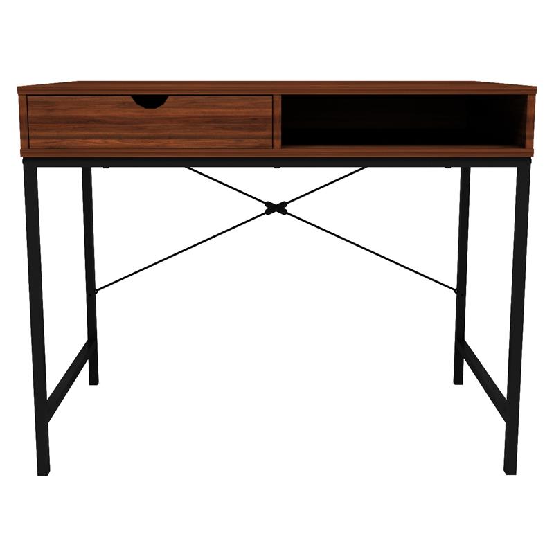 Unique Furniture 261 Transitional Wood Desk With Drawer in Walnut and Black