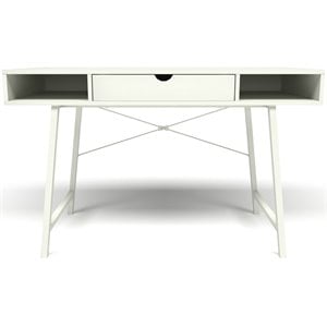 Unique Furniture 262 Contemporary Wood Desk With Center Drawer in White