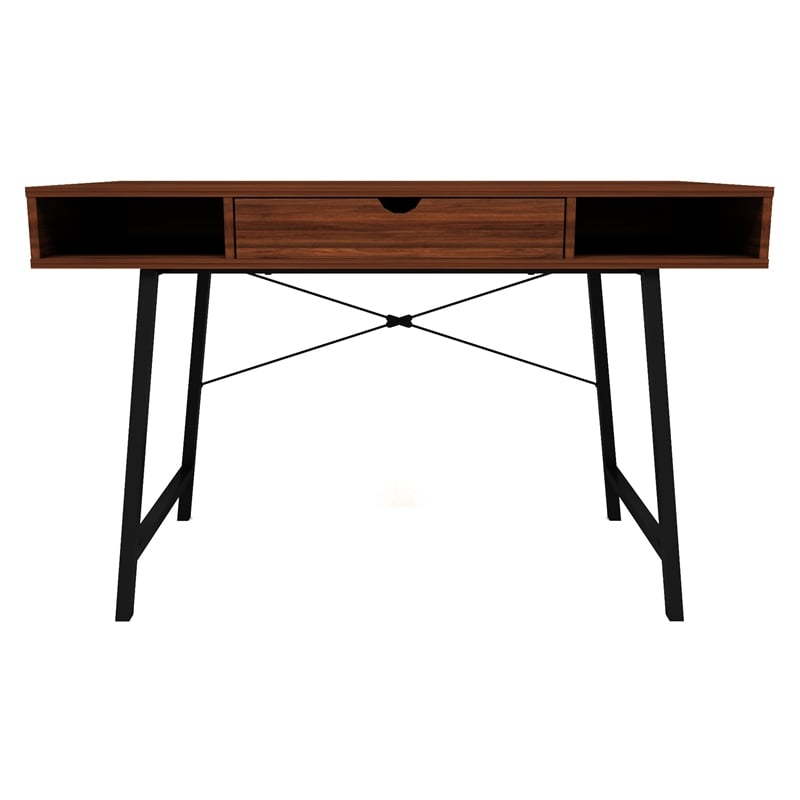 Unique Furniture 262 Transitional Wood Desk With Center Drawer in Walnut