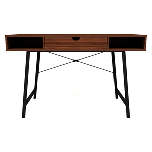 Unique Furniture 262 Transitional Wood Desk With Center Drawer in Walnut