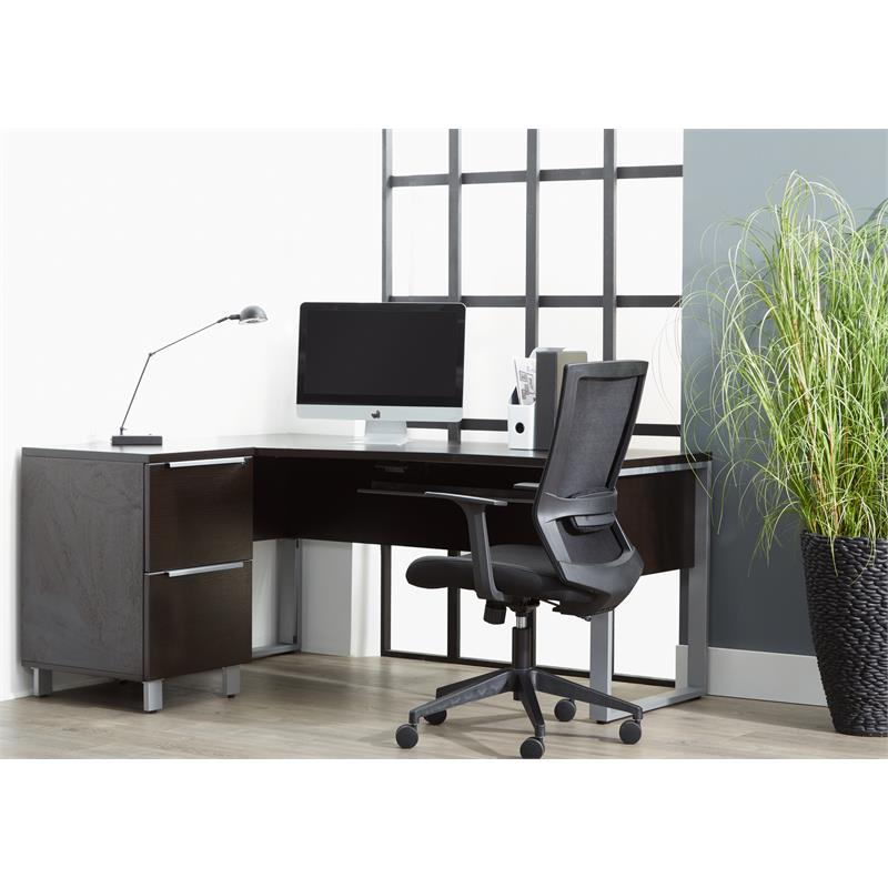 LSF Crescent Desk 63x32/24 Inches in Espresso