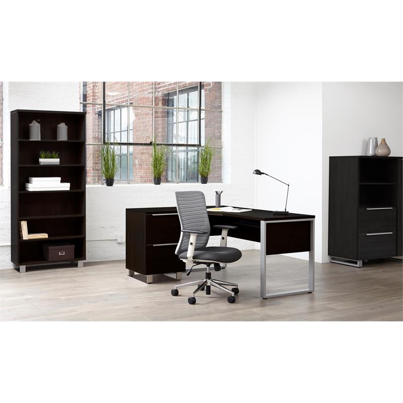 LSF Crescent Desk 63x32/24 Inches in Espresso