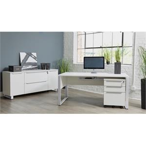 Contemporary Rectangular Wood Desk in White