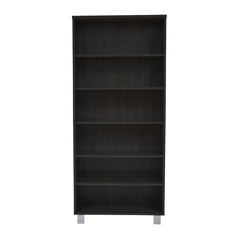 Contemporary Wood Bookcase with 6 Shelves in Espresso
