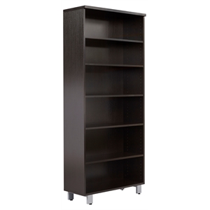 Contemporary Wood Bookcase with 6 Shelves in Espresso