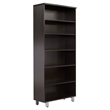 Contemporary Wood Bookcase with 6 Shelves in Espresso