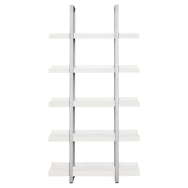 Contemporary Open Bookcase with 5 Shelves in White