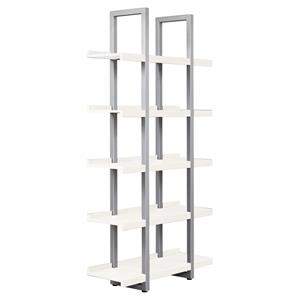 Contemporary Open Bookcase with 5 Shelves in White