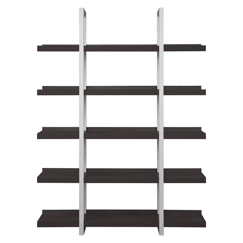 Contemporary Open Bookcase with 5 Shelves in Espresso