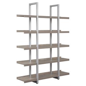 Contemporary Open Bookcase with 5 Shelves in Gray