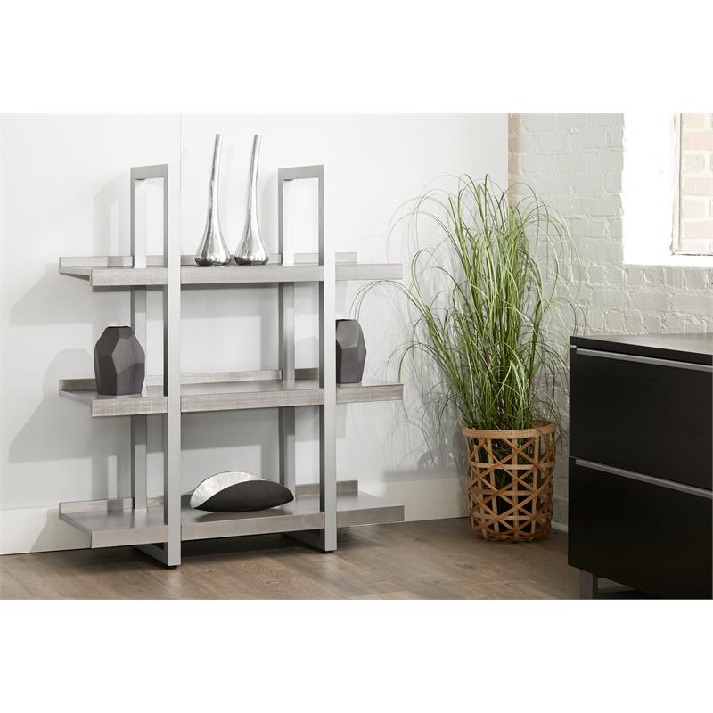 Contemporary Wood Open Bookcase in Gray
