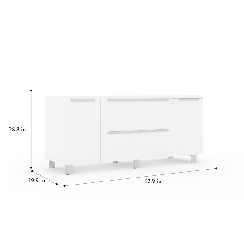 Credenza with 2 Drawers and 2 Doors in White