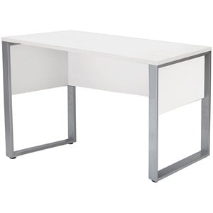 Contemporary Wood and Metal Rectangular Desk in White