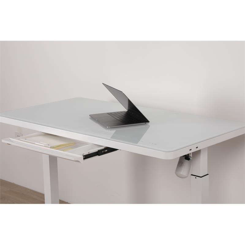 Unique Furniture Contemporary Glass Top Sit Stand Desk In White Cymax Business