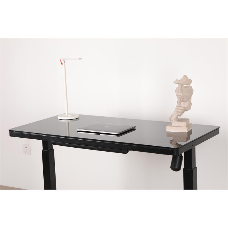 Unique Furniture Contemporary Glass Top Sit Stand Desk in Black Cymax