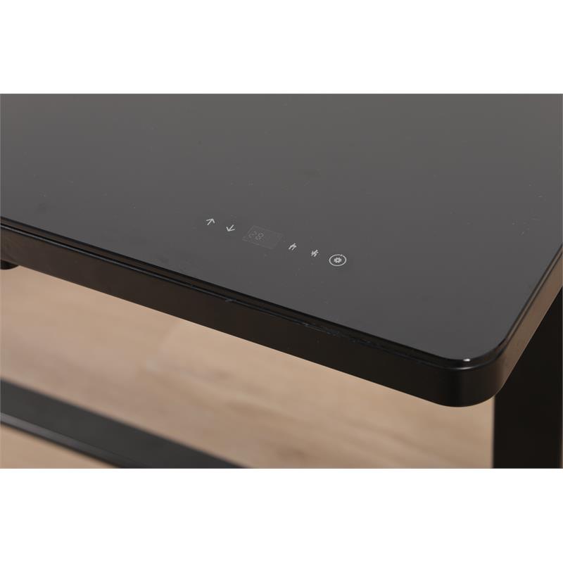 Unique Furniture Contemporary Glass Top Sit Stand Desk in Black