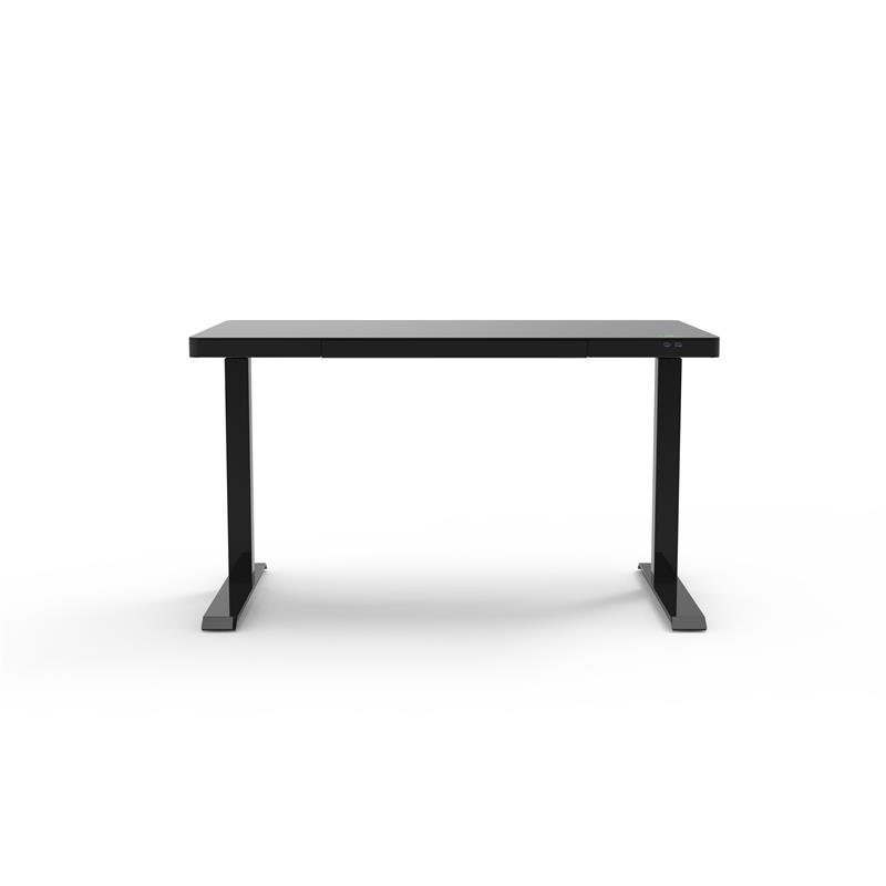 Unique Furniture Contemporary Glass Top Sit Stand Desk in Black Cymax