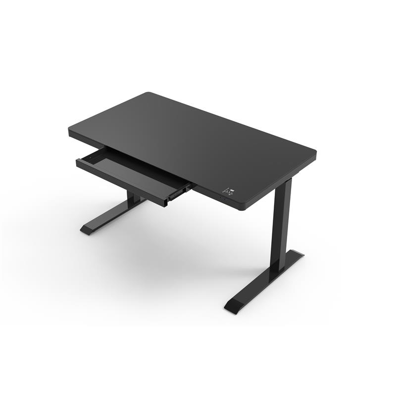 Unique Furniture Contemporary Glass Top Sit Stand Desk in Black Cymax
