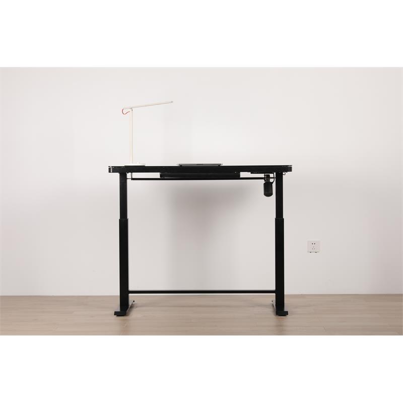 Unique Furniture Contemporary Glass Top Sit Stand Desk in Black Cymax