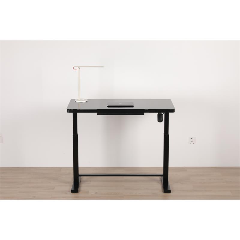 Unique Furniture Contemporary Glass Top Sit Stand Desk in Black Cymax
