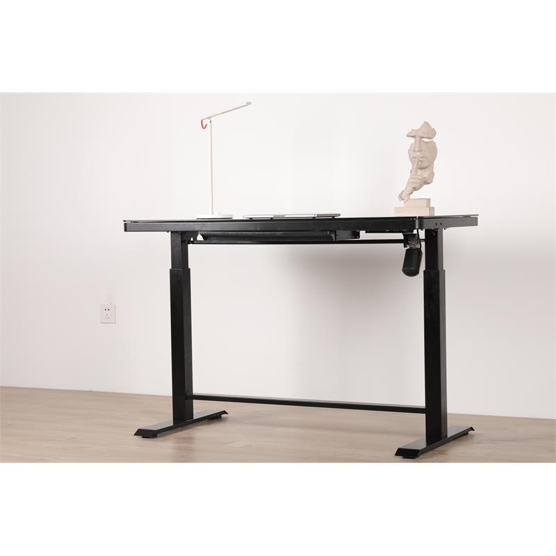 Unique Furniture Contemporary Glass Top Sit Stand Desk in Black Cymax