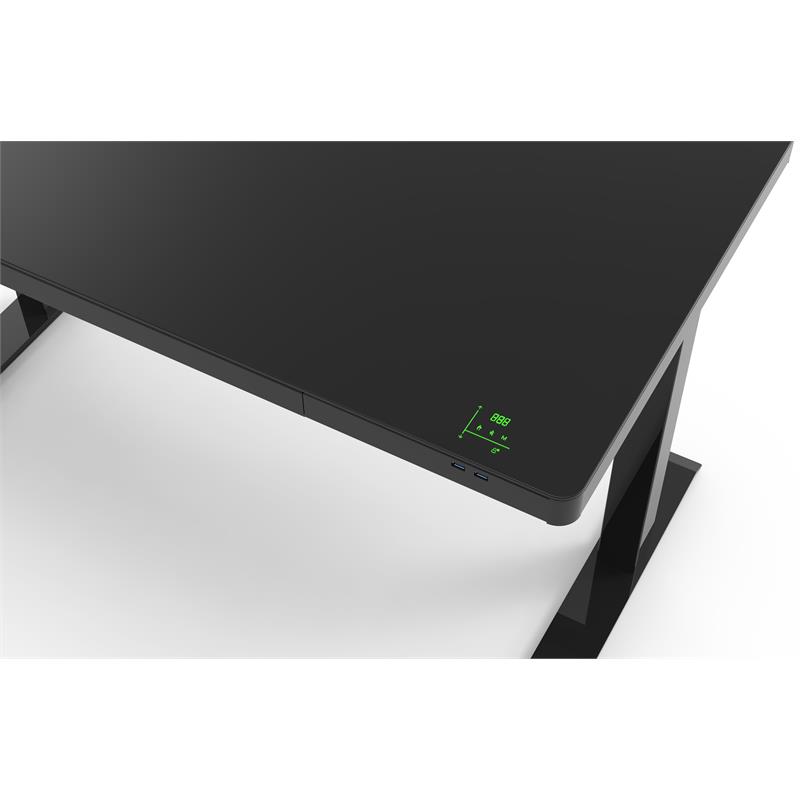 Unique Furniture Contemporary Glass Top Sit Stand Desk in Black