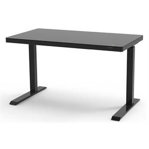 Unique Furniture Contemporary Glass Top Sit Stand Desk in Black