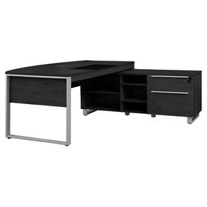 unique furniture k165 contemporary wood executive desk with cabinet in espresso