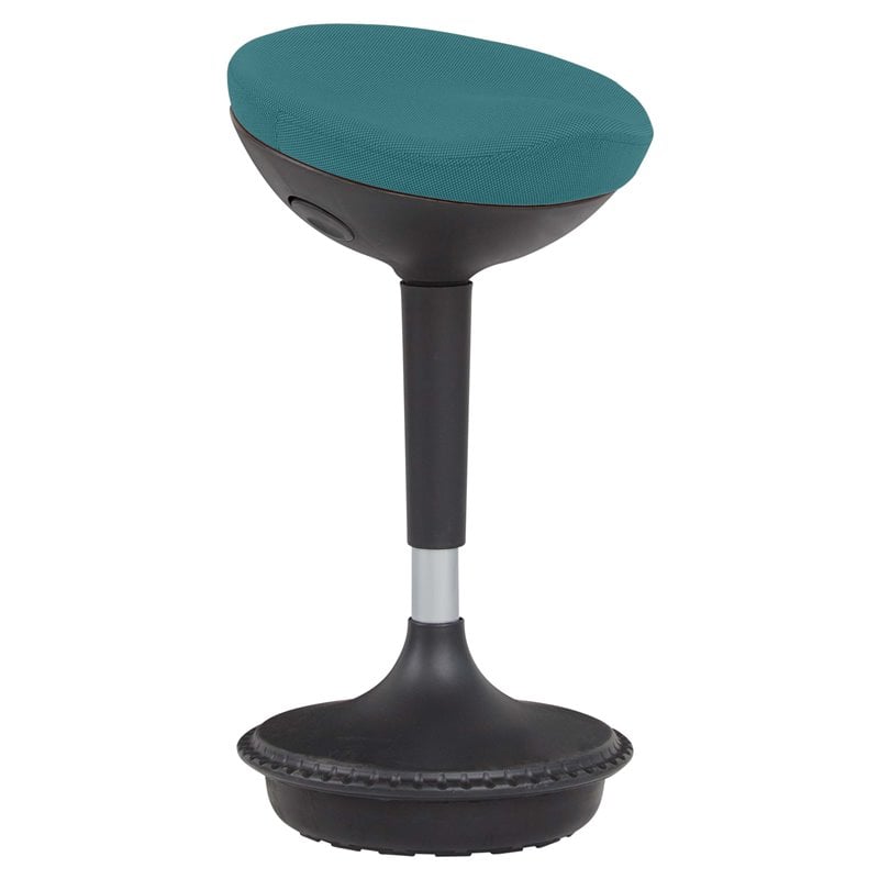 Unique Furniture Contemporary Fabric Seat Sit-Stand Stool in Teal Blue