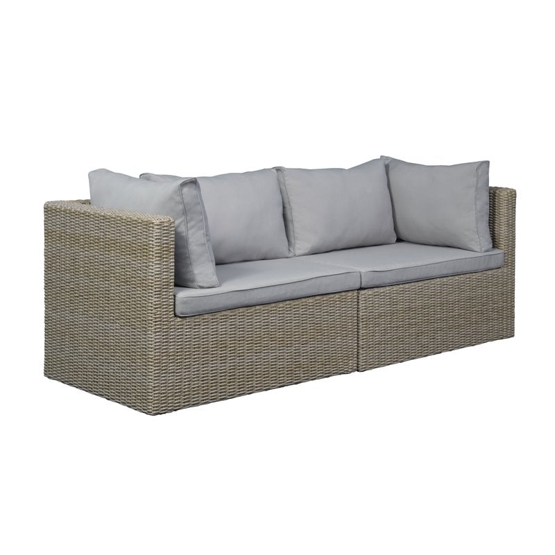 Unique Furniture 6 Piece Steel Polyester Modular Outdoor Sofa Set in Brown/Beige