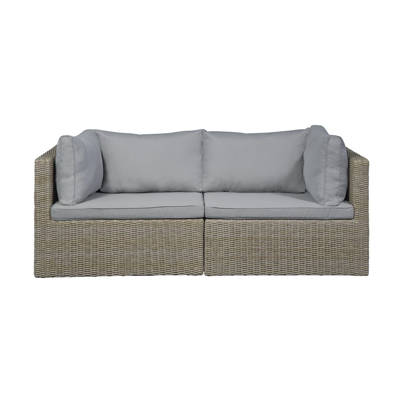 Unique Furniture 6 Piece Steel Polyester Modular Outdoor Sofa Set in Brown/Beige