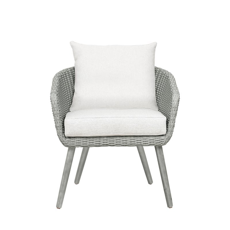 Unique Furniture 3-Piece Solid Wood Outdoor Bistro Set in Black/Beige/Gray