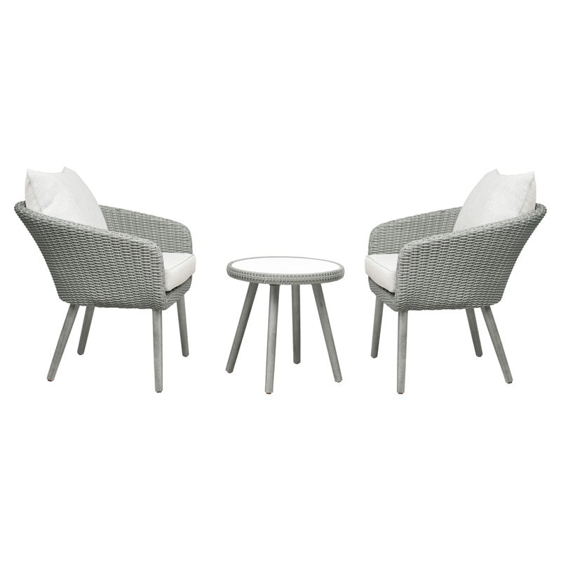 Unique Furniture 3-Piece Solid Wood Outdoor Bistro Set in Black/Beige/Gray