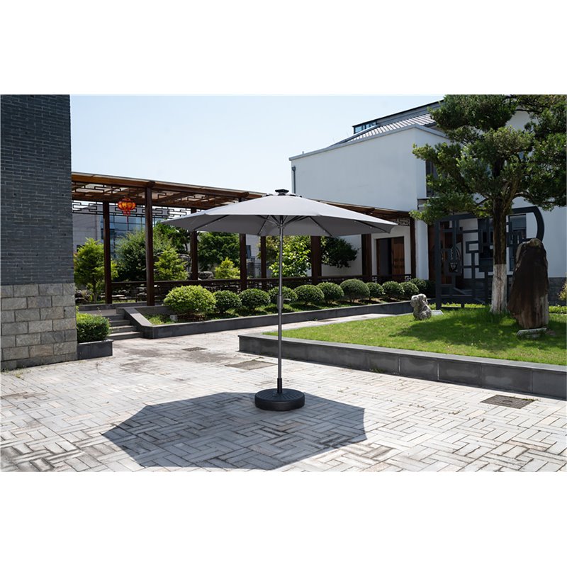 Unique Furniture Contemporary Aluminum Umbrella with LED Lights in Dark Gray