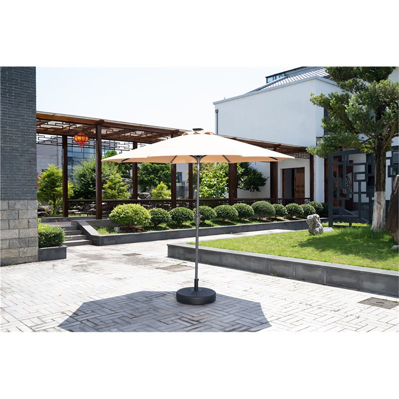 Unique Furniture Contemporary Aluminum Umbrella with LED Lights in Beige