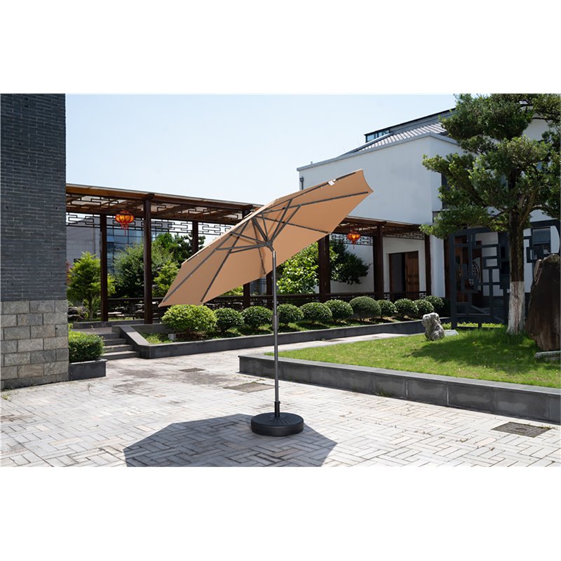 Unique Furniture Contemporary Aluminum Umbrella with LED Lights in Beige