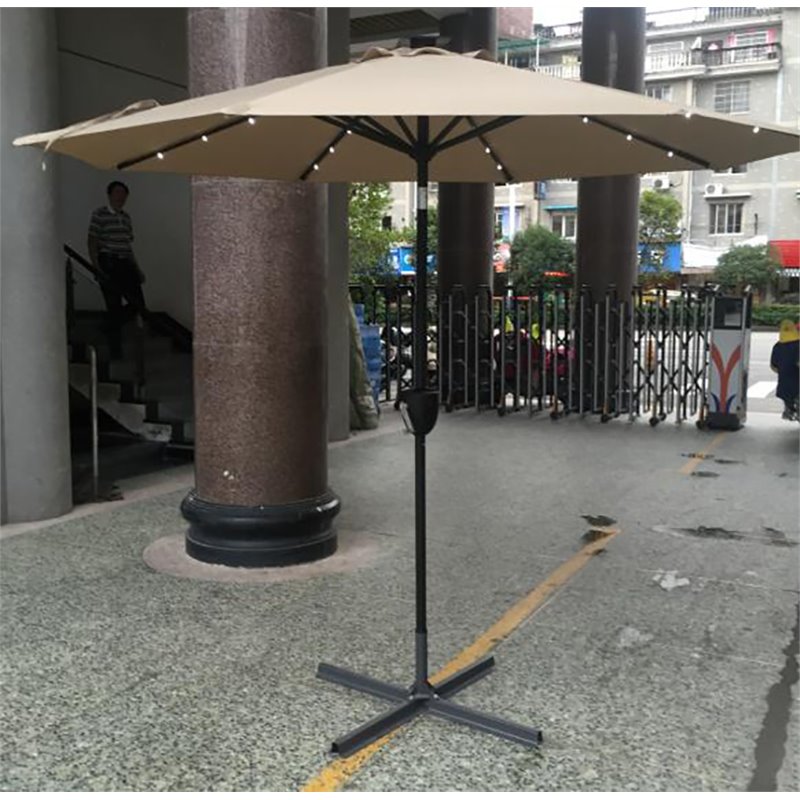 Unique Furniture Contemporary Aluminum Umbrella with LED Lights in Beige