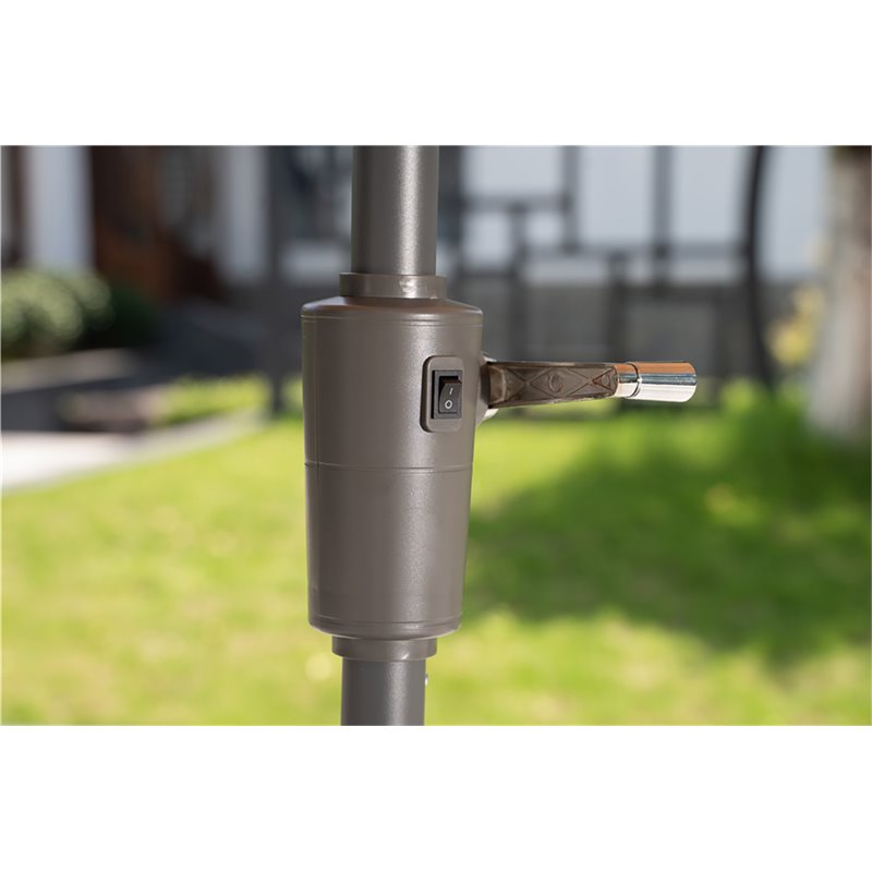 Unique Furniture Contemporary Aluminum Umbrella with LED Lights in Beige