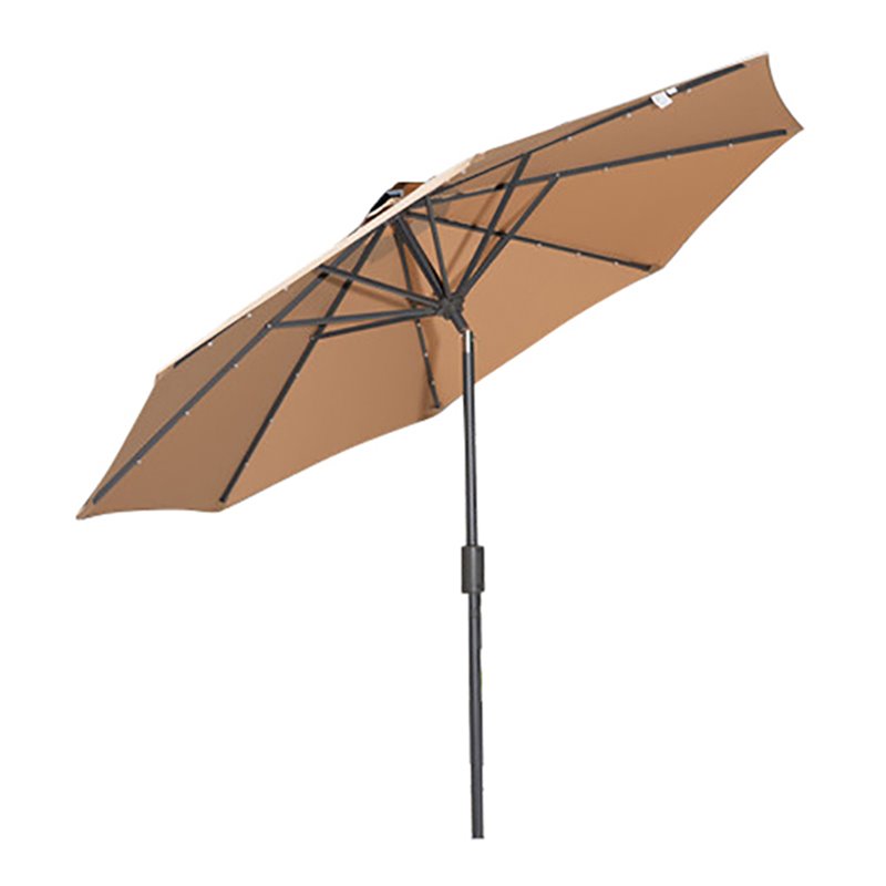 Unique Furniture Contemporary Aluminum Umbrella with LED Lights in Beige