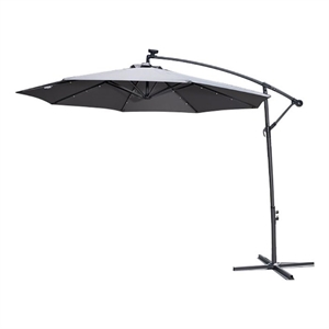 unique furniture aluminum cantilever umbrella with led lights in dark gray