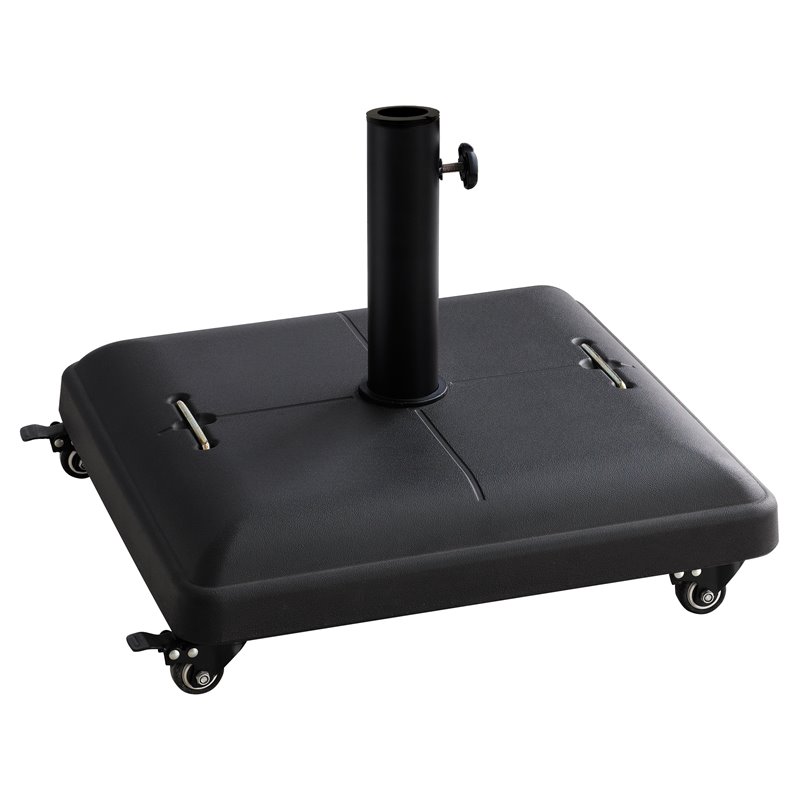 Unique Furniture Square Steel Concrete Umbrella Base w/ Wheels in Black