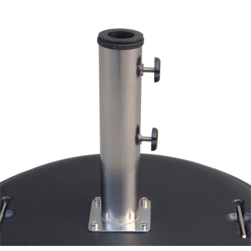 Unique Furniture Round Steel Concrete Umbrella Base w/ Wheels in Black
