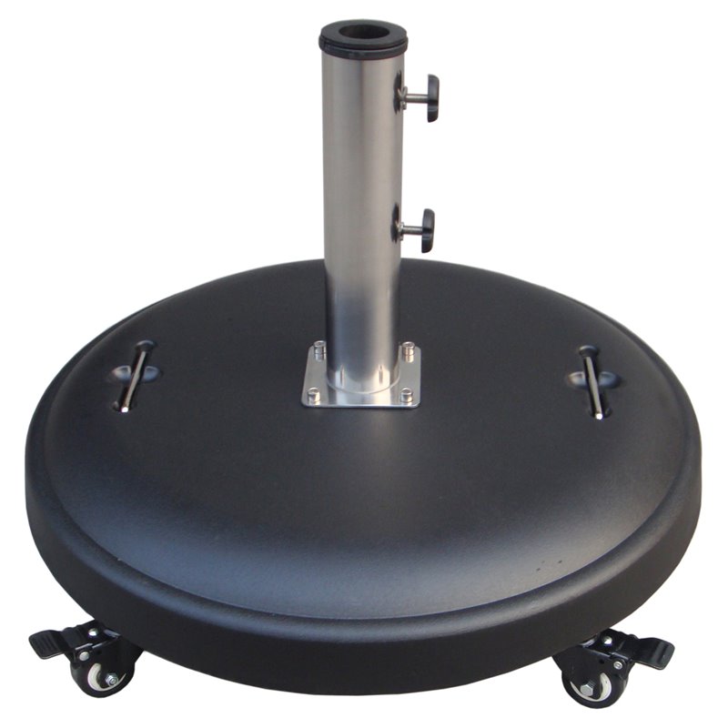 Unique Furniture Round Steel Concrete Umbrella Base w/ Wheels in Black
