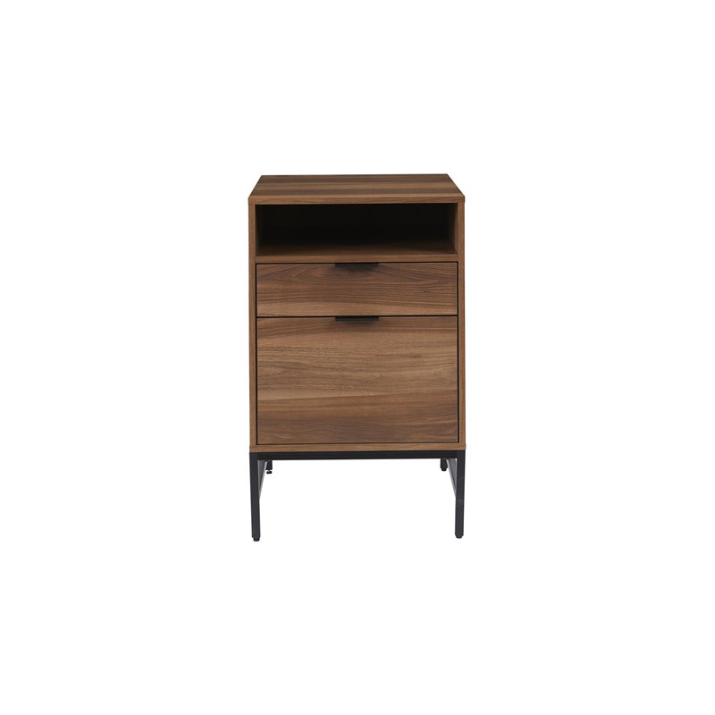 Unique Furniture Sierra MDF and Steel Storage Pedestal in Walnut