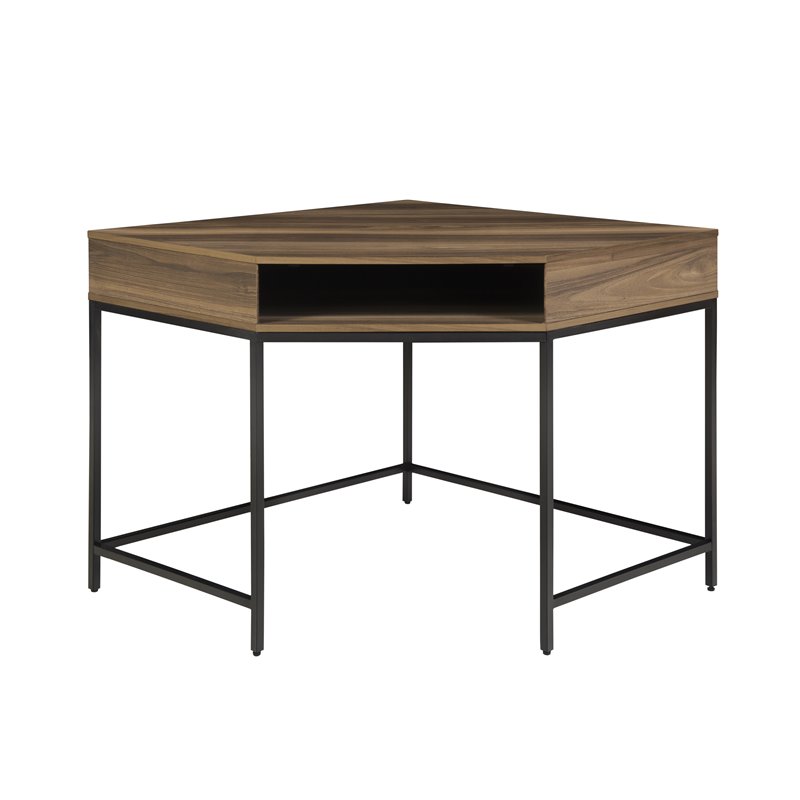 Unique Furniture Engineered Wood Modern Corner Writing Desk in Walnut