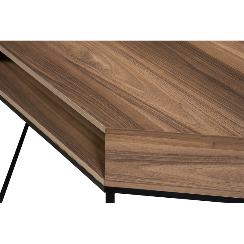 Unique Furniture Engineered Wood Modern Corner Writing Desk in Walnut