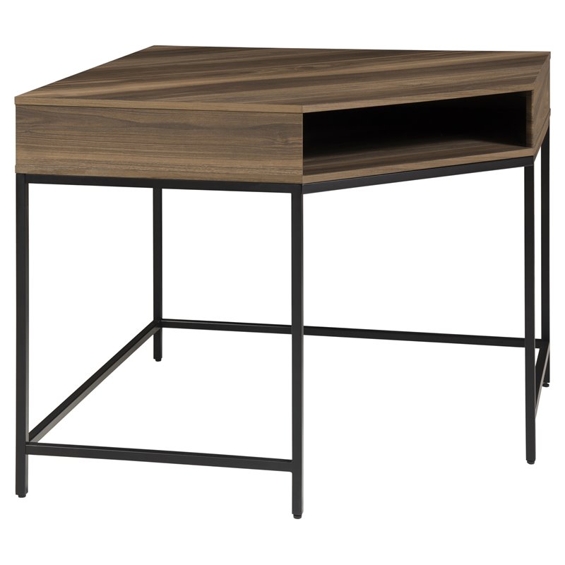 Unique Furniture Engineered Wood Modern Corner Writing Desk in Walnut