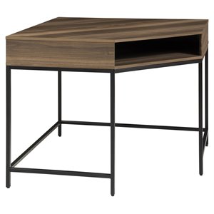 Unique Furniture Engineered Wood Modern Corner Writing Desk in Walnut