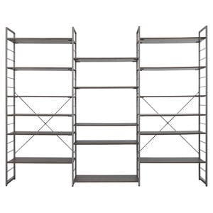Unique Furniture 79x98&quot MDF and Steel Etagere Bookcase in Brown/Black