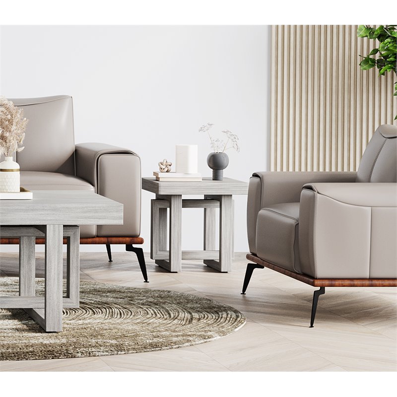 Contemporary Wood End Table in Barley Natural